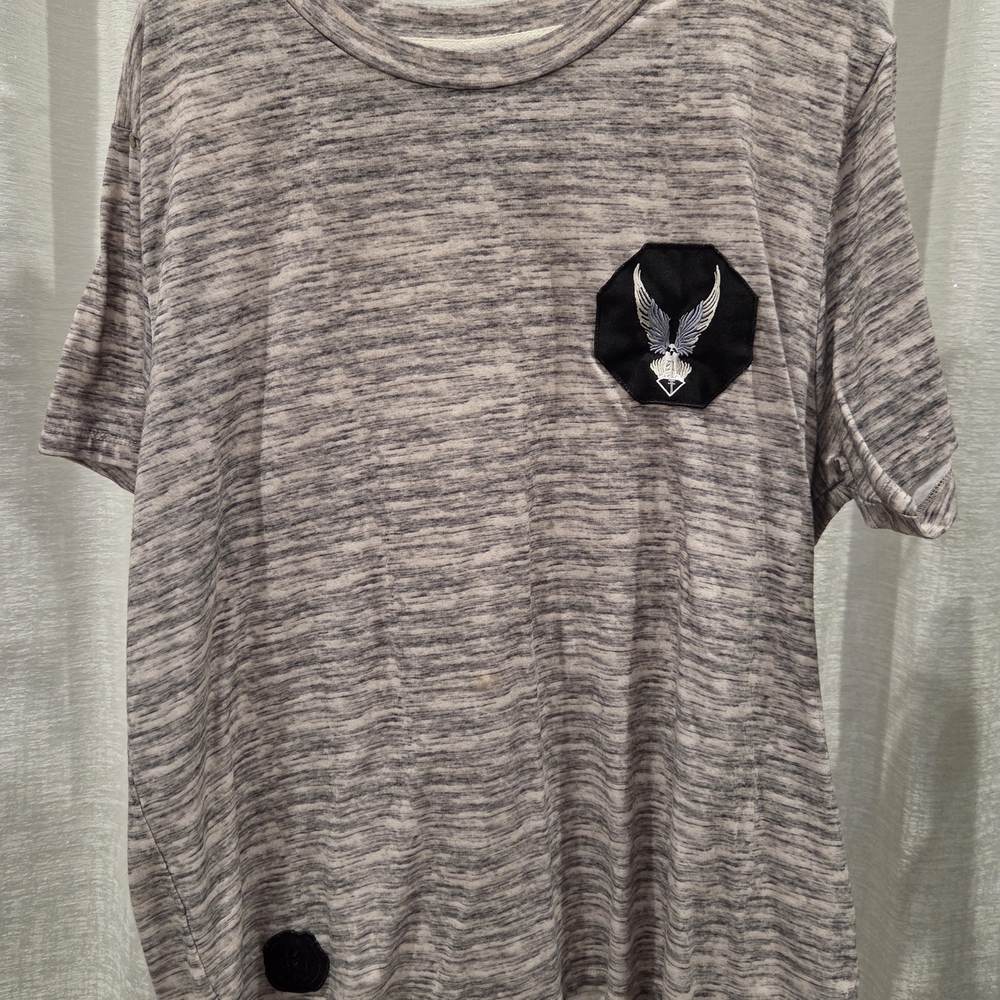 Gray T-Shirt with Eagle Patch